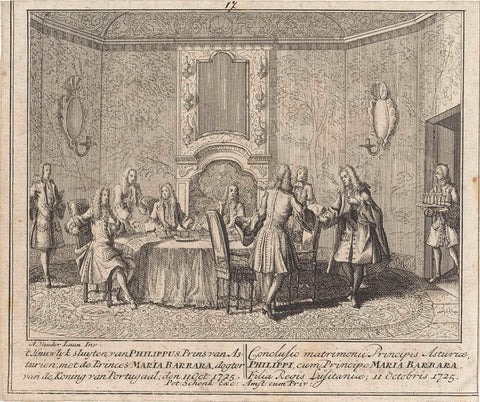 Conclusion of the negotiations for the marriage between Ferdinand VI and Maria Barbara of Portugal, Leonard Schenk, 1727 Canvas Print