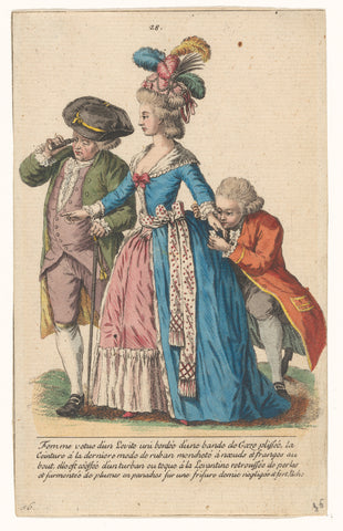 Gallery of Fashions and Costumes French, nr. 28, kopie naar ee. 169(bis): Femme vetue d'un Levit (...), anonymous, 1780-1785 Canvas Print