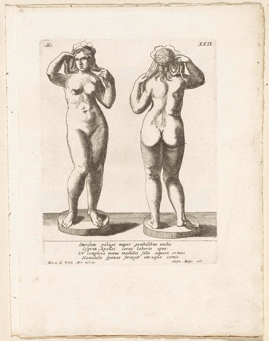 Front and rear view of a Venus statue, Maria de Wilde, 1700 Canvas Print