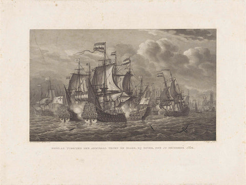 Battle of Dungeness, 10 December 1652, Philippus Velijn, 1797 - 1836 Canvas Print