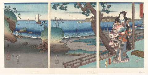 The Elegant Prince Genji at Suma, Hiroshige (I), Utagawa, 1853 Canvas Print