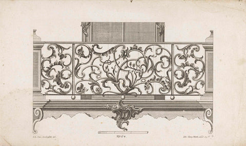 Ornamental fence with floral motifs, anonymous, c. 1750 Canvas Print