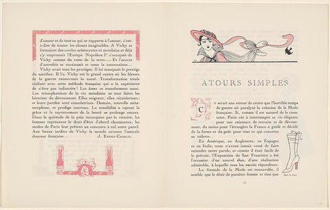 Gazette du Bon Ton, 1915 - No. 8-9, p. 15: Autours Simples, George Barbier, 1915 Canvas Print