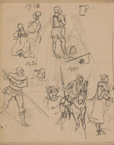 Figures in costumes from 1420-1440, Marius Bauer, 1885 Canvas Print