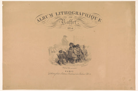 Children in front of the stall of a print dealer, Denis Auguste Marie Raffet, 1834 Canvas Print