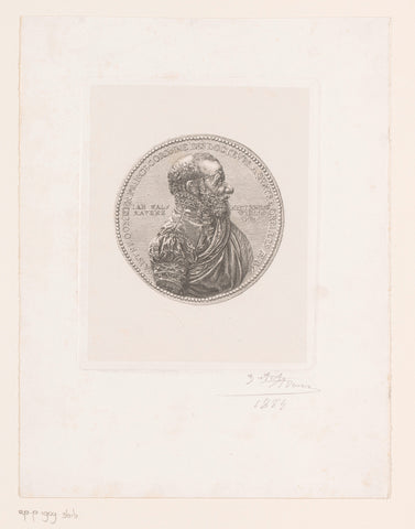 Medal with portrait of Jan Walravenz from 1563, Auguste Danse, 1884 Canvas Print