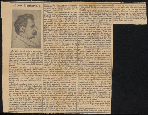 Newspaper clipping from philip Zilcken archive, anonymous, after 1914 Canvas Print