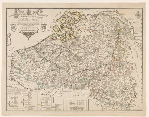 Map of the division of the southern provinces of the Netherlands after the peace of Utrecht, Restatt and Antwerp, P. Starckman, 1737 Canvas Print