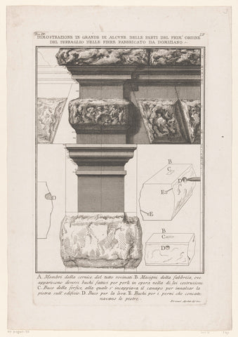 Details van restanten van de Curia Hostilia te Rome, Giovanni Battista Piranesi, c. 1756 - c. 1757 Canvas Print