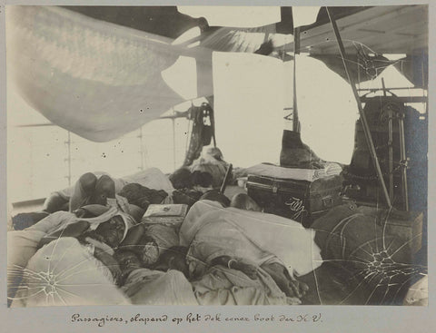 Passengers sleeping on deck of a K.V. boat, Gomez Burke (possibly), 1891 Canvas Print