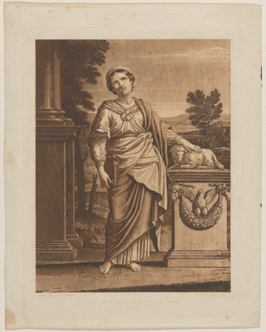 Heilige Agnes met lam, François-Xavier Fabre, c. 1810 - c. 1830 Canvas Print