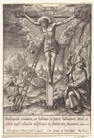 The soul ascends to the crucified Christ, Hieronymus Wierix, 1563 - before 1619 Canvas Print