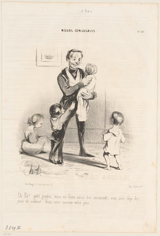 Father with four children, Honoré Daumier, 1840 Canvas Print