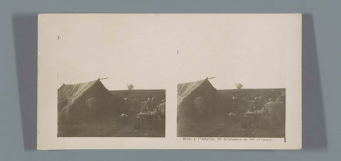 French tented camp, with an explosion in the background, anonymous, 1914 - 1918 Canvas Print