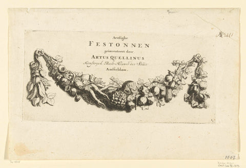 Title page: Aerdighe Festonnen, Artus Quellinus (I), after 1665 - c. 1700 Canvas Print