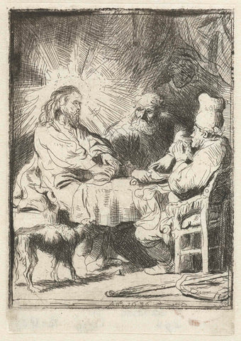 Christus at Emmaus: the smaller plate, anonymous, 1636 Canvas Print