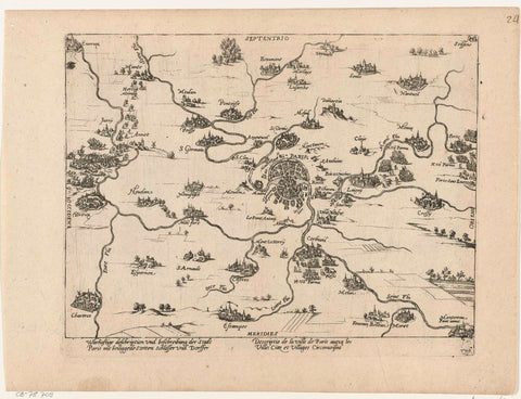 Map of Paris and surroundings, 1590, Frans Hogenberg (workshop or), 1590 - 1592 Canvas Print