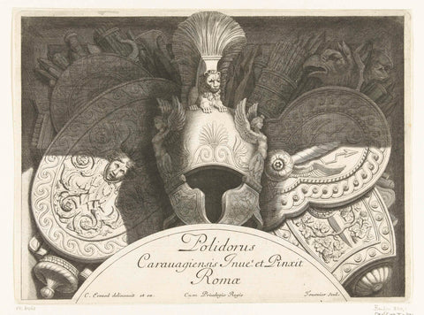 Helmet crowned lion, Georges Tournier, 1651 Canvas Print