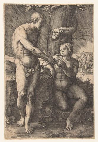 De zondeval, Lucas van Leyden, 1529 Canvas Print