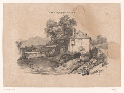 House on a mountain stream, Louis-Julien Jacottet, 1836 Canvas Print