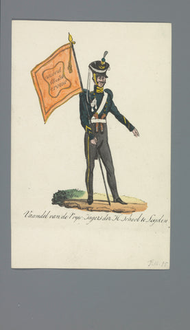 Banner of the Vrijw. Jagers der H. school te Leyden, Albertus Verhoesen (attributed to), 1835 - 1850 Canvas Print