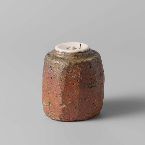 Tea caddy with and orange brown color and green glaze, anonymous, anonymous, c. 1800 - c. 1899 Canvas Print