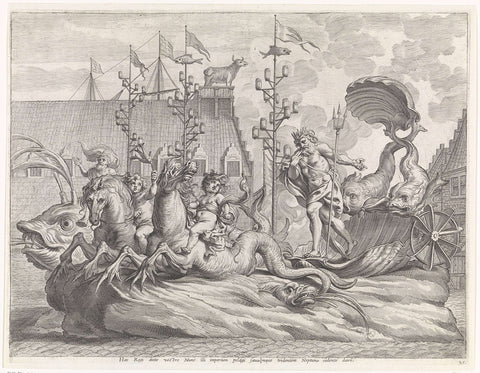 Spectacle with neptune's chariot, Pieter de Jode (II), 1636 Canvas Print