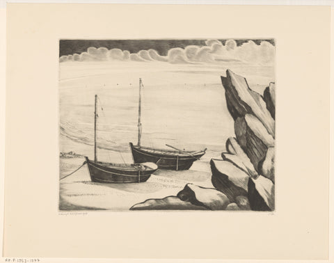 Two boats on a Breton beach, Lodewijk Schelfhout, 1928 Canvas Print