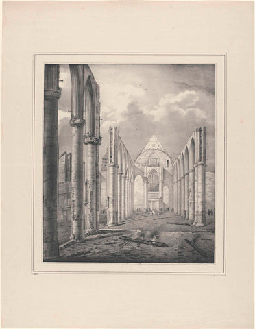 Ruins of the Grote Kerk in Hoorn, after the fire on August 3, 1838, Paulus Jolly, 1838 Canvas Print