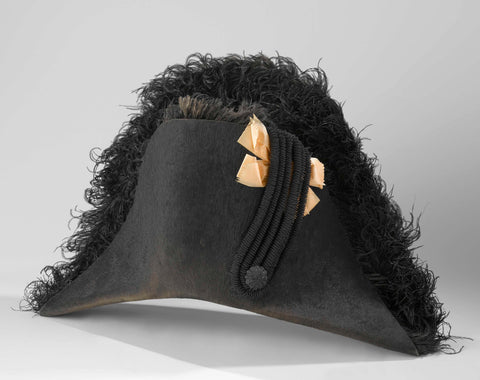 Round mourning stitch of black hair felt, decorated with black ostrich feathers and a black lis over an orange bow, G. Nijman, c. 1789 - c. 1810 Canvas Print