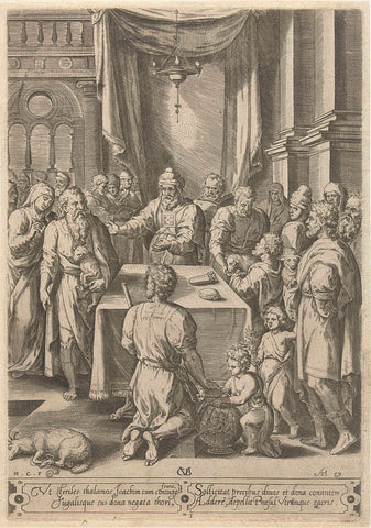 Joachim one Anna in those temple, Hans Collaert (I), 1576 Canvas Print