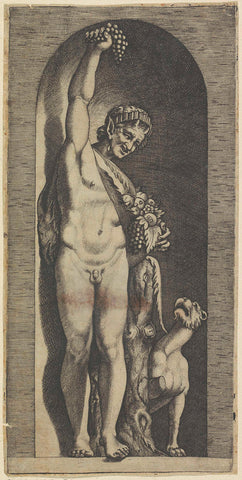 Faun en tijger, Marco Dente (attributed to), 1498 - 1532 Canvas Print