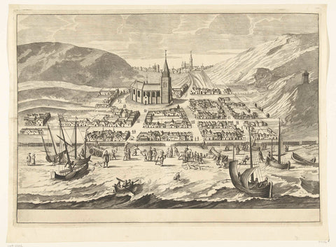 View of Scheveningen before the All Saints' Flood of 1570, anonymous, in or before 1730 Canvas Print