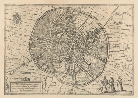 Plattegrond van Leuven, Frans Hogenberg, 1581 Canvas Print