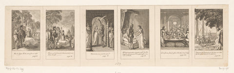 Six performances from Tressans Huon de Bordeaux, Daniel Nikolaus Chodowiecki, 1782 Canvas Print