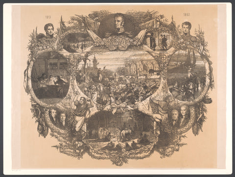 Plaque at the November festivals in 1863, August Allebé, 1863 Canvas Print