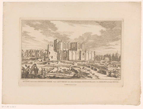 The ruin of the Grote Kerk van Bergen op Zoom, seen from the back, 1748, Simon Fokke, Cornelis Pronk, 1772 - 1780 Canvas Print