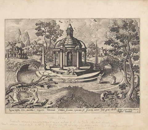 Deukalion en Pyrrha, Johannes of Lucas van Doetechum, 1601 - 1652 Canvas Print