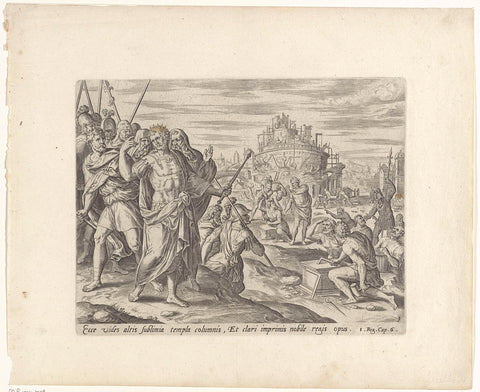 Salomo had the temple built, Hans Collaert (I) (attributed to), 1596 - 1643 Canvas Print