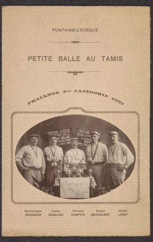 Five winners of culinary competition, 'Vanqueurs du Criterium 1923' on menu, anonymous, 1923 Canvas Print