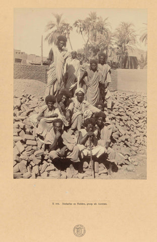 Group portrait with Egyptian men in Aswan, anonymous, c. 1895 - c. 1915 Canvas Print