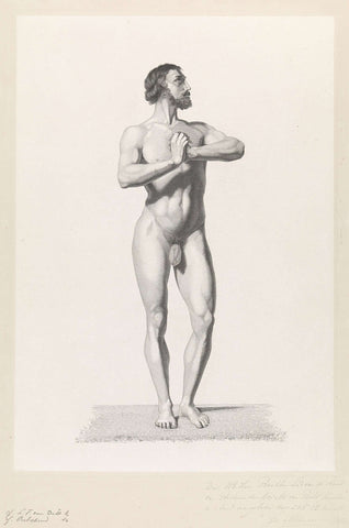 Standing naked man, Frans Molenaar (1821-1886), 1843 Canvas Print