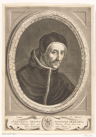 Portrait of Pope Adrian VI, Frederick Bloemaert, c. 1653 Canvas Print