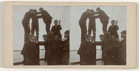 Human pyramid on the deck of a ship, Geldolph Adriaan Kessler (possibly), 1912 Canvas Print