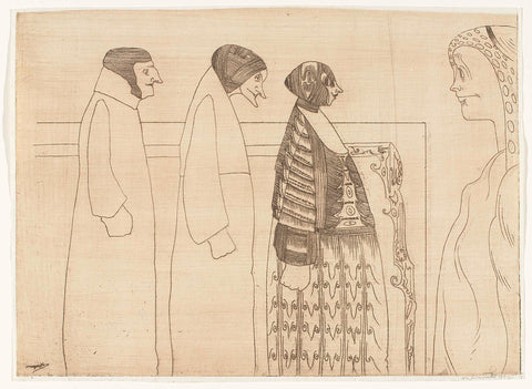 Three figures to the right and one to the left, Samuel Jessurun de Mesquita, 1922 Canvas Print