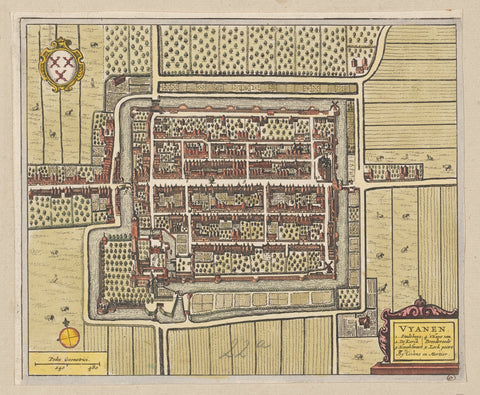 Map of Vianen, anonymous, 1721 - 1774 Canvas Print