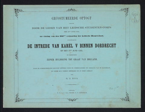 Booklet at the masquerade of the Leiden students, 1855, C.C. van der Hoek and P. Engels, 1855 Canvas Print