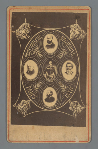 Composition of five portraits of members of the provisional French government, Internationales Photographisches Kunst-Institut, after 1870 Canvas Print