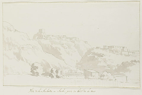 View of Scaletta in Sicily near the Coast, Louis Ducros, 1778 Canvas Print