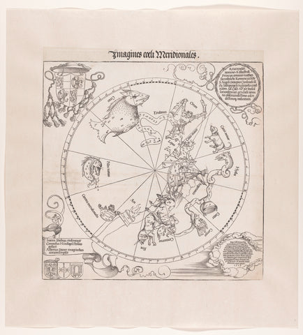 Sky map of the southern hemisphere, Albrecht Dürer, 1515 Canvas Print